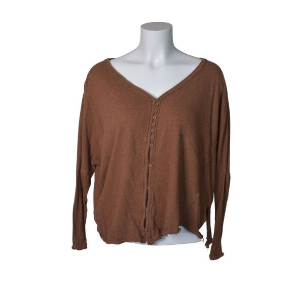 Out From Under for Urban Outfitters Oversized Crop Top Brown Boho Womens Small - Picture 1 of 7